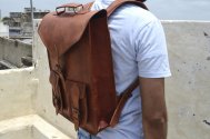 Vintage style Genuine Leather Backpack for school and college