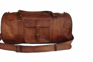Genuine Leather Round Duffel bag for Gym, Sports and Travel
