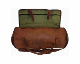 Genuine Leather Round Duffel Bag with flap for Gym, Sports, Travel