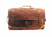 Genuine Leather Retro style square Duffel Bag with flap for Travelling