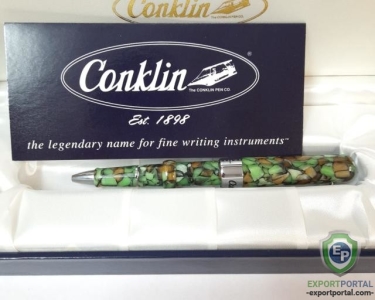 Conklin Crescent Mark Twain Spring Green/Gold Leaf Marble Ball pen Pen