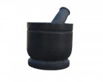Handmade Black Marble Polished Mortar and Pestle Set Kitchen Decor