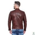 CITY ROYALTY: Mens Textured Brown Front Pocket Leather Jacket