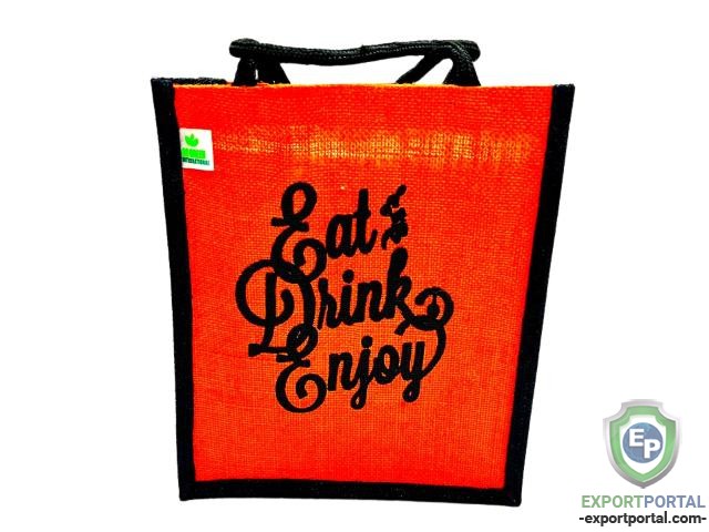 Eco-Friendly Jute Bag, color print on one side.