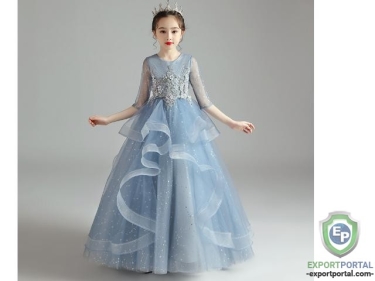 Girls Party Dress Fluffy Birthday Gown Customized Color Sample