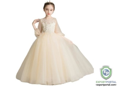 Baby Girls Party Dress Customized Sequin Embroidery Fluffy Ball Gown