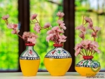Handpainted Clay Pot set of 3 for Home Makeover