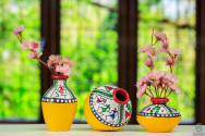 Handpainted Clay Pot set of 3 for Home Makeover