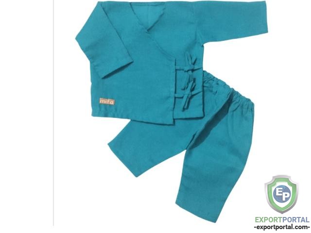 Cotton baby kimono set in Ocean blue