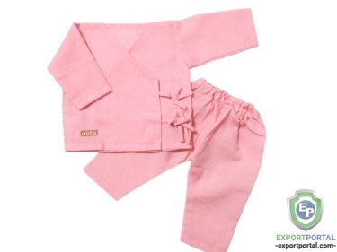 Kimono style cotton baby set in pink